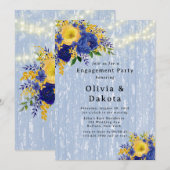 Indigo Yellow Peony Wood Lights Engagement Kaart (Voorkant / Achterkant)