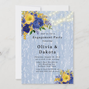 Indigo Yellow Peony Wood Lights Engagement Kaart