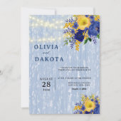 Indigo Yellow Peony Wood Weddenschap Kaart (Voorkant)