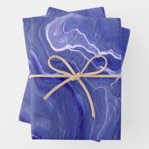 Indigo Zeer Peri Violet Agate Marble Abstraction Inpakpapier Vel