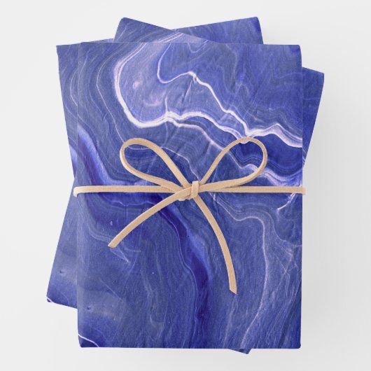 Indigo Zeer Peri Violet Agate Marble Abstraction Inpakpapier Vel (In situ)