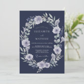 Indigo Zilver Eucalyptus Bruiloft Kaart (Staand voorkant)