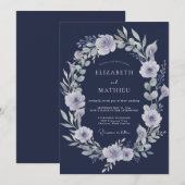 Indigo Zilver Eucalyptus Bruiloft Kaart (Voorkant / Achterkant)