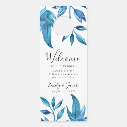 Indigobladeren | Bruiloft Welkom & niet storen Deurhanger (Voorkant)