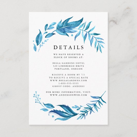 Indigobladeren | Trouwgegevens Informatiekaartje (Voorkant)