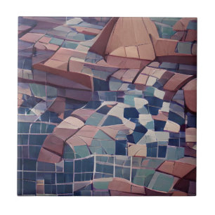 Indigoblauw aqua paarse bruine keramische tegels tegeltje