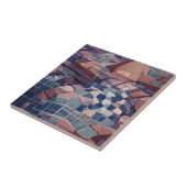 Indigoblauw aqua paarse bruine keramische tegels tegeltje (Zijkant)