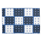 Indigoblauw en witte patchwork en cirkels kussensloop (Voorkant)