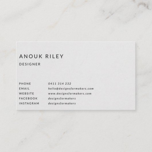 Indigoblauw visitekaartje, visitekaartje in de Oce (Achterkant)