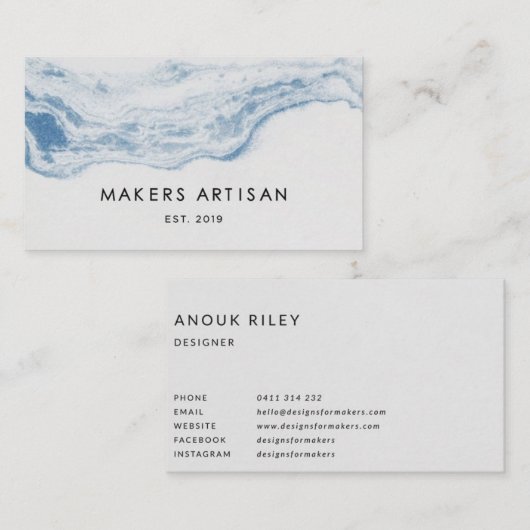 Indigoblauw visitekaartje, visitekaartje in de Oce (Voorkant / Achterkant)