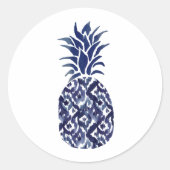 indigoblauwe ananas klassieke ronde sticker (Voorkant)