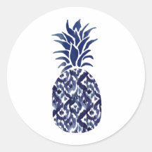 indigoblauwe ananas klassieke ronde sticker
