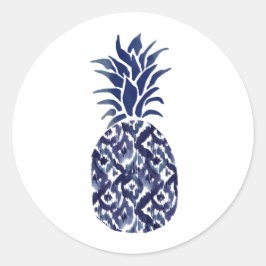 indigoblauwe ananas klassieke ronde sticker