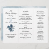 Indigoblauwe bloemen Tri-Fold trouwprogramma (Voorkant / Achterkant)