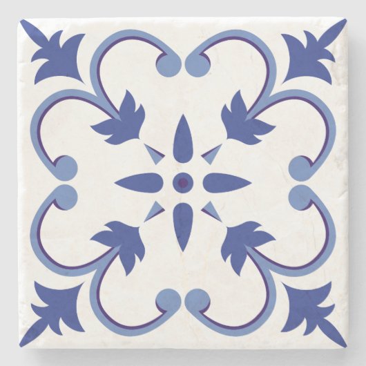 indigobloemblaadwijnstok stenen onderzetter (Voorkant)