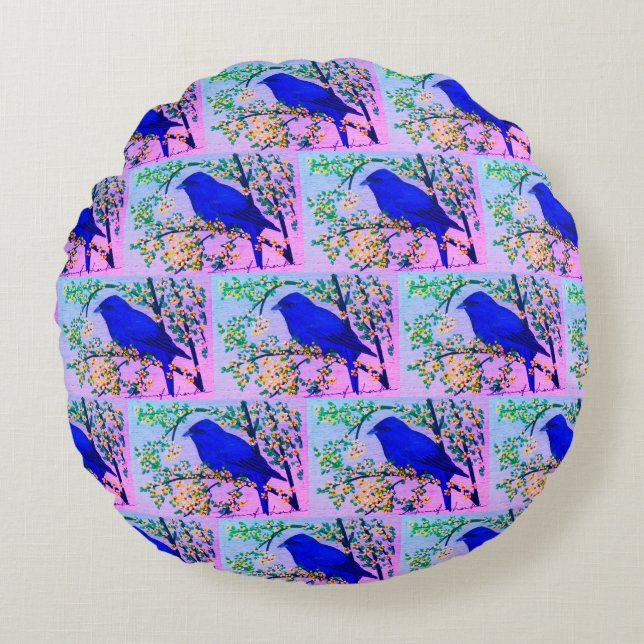 IndigoBunting Pillow Rond Kussen (Voorkant)