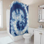 Indigoronde. Bohemiene Tie Dye. Blue Roll Psychede Douchegordijn (In situ)
