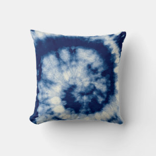 Indigoronde. Bohemiene Tie Dye. Blue Roll Psychede Kussen