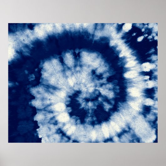 Indigoronde. Bohemiene Tie Dye. Blue Roll Psychede Poster (Voorkant)
