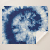 Indigoronde. Bohemiene Tie Dye. Blue Roll Psychede Sherpa Deken (Voorkant (horizontaal))