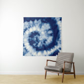 Indigoronde. Bohemiene Tie Dye. Blue Roll Psychede Wandkleed (In Situ (horizontaal))