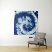 Indigoronde. Bohemiene Tie Dye. Blue Roll Psychede Wandkleed (In situ)