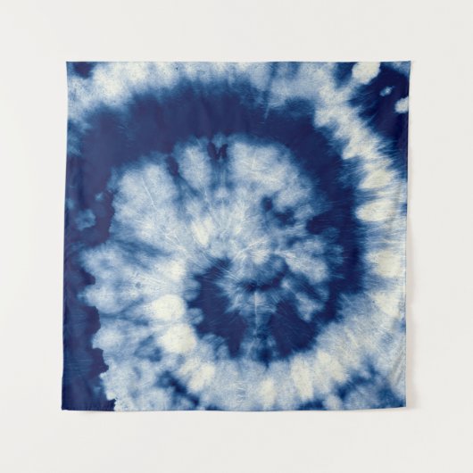 Indigoronde. Bohemiene Tie Dye. Blue Roll Psychede Wandkleed (Voorkant)