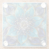 IndigoTealFloralMandala  Glazen Onderzetter (Achterkant)