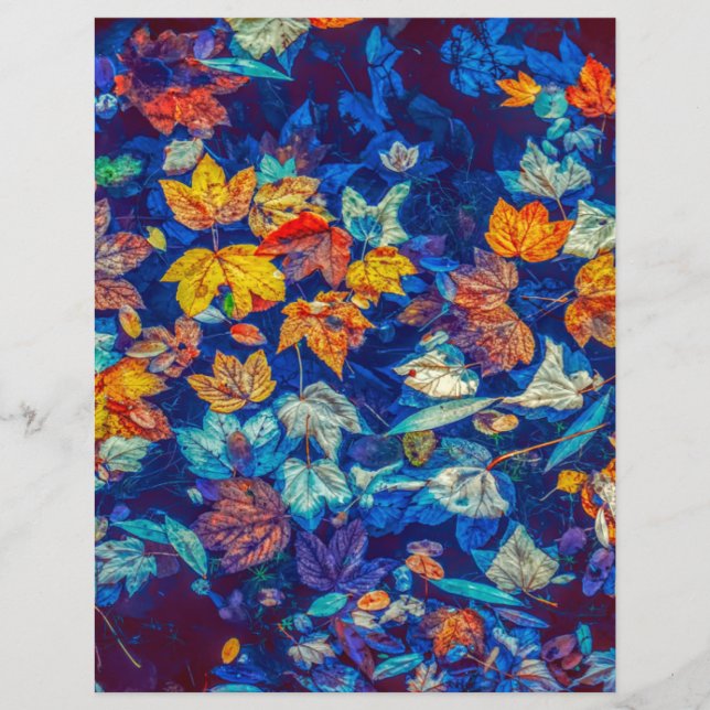 Indigovalblad met draaiend patroon Scrapbook paper (Voorkant)