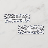 Indigowaterverf abstracte vlekken dierlijke afdruk mini visitekaartje (Voorkant / Achterkant)