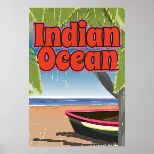 Indiische Oceaan Vintage reisposter Poster (Voorkant)