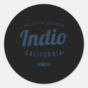 Indio California Minimalist CA Indio Ronde Sticker