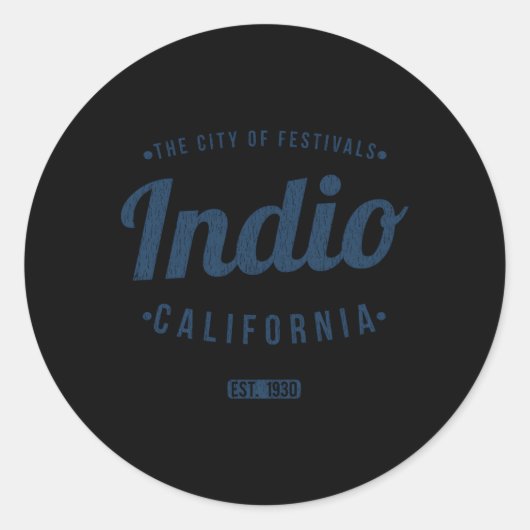 Indio California Minimalist CA Indio Ronde Sticker (Voorkant)