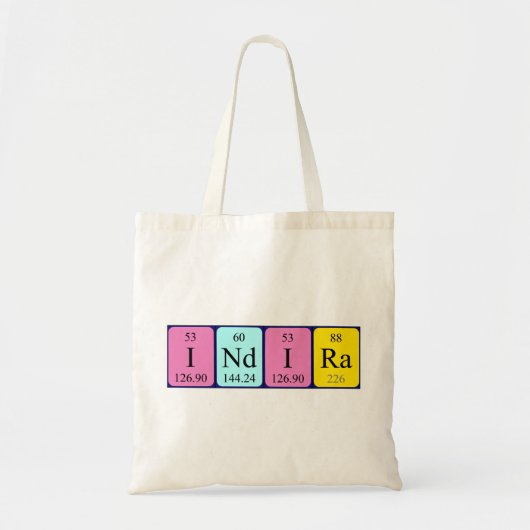 Indira periodieke tabelnaam canvas tas (Voorkant)