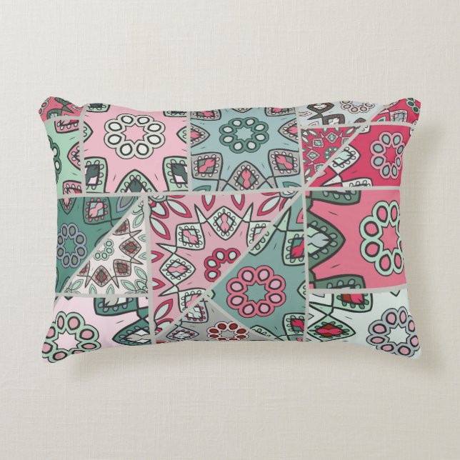 Indisch Arabisch Patchwork Quilt  Accent Kussen (Voorkant)