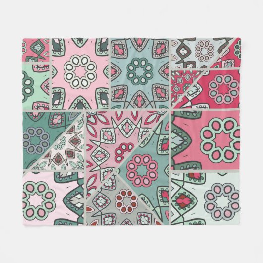 Indisch Arabisch Patchwork Quilt  Fleece Deken (Voorkant (Horizontaal))