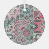 Indisch Arabisch Patchwork Quilt Glas Ornament (Voorkant)