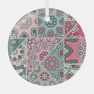 Indisch Arabisch Patchwork Quilt Glas Ornament