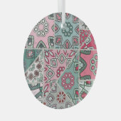 Indisch Arabisch Patchwork Quilt Glas Ornament (Voorkant Rechts)