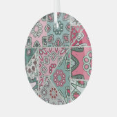 Indisch Arabisch Patchwork Quilt Glas Ornament (Voorkant links)
