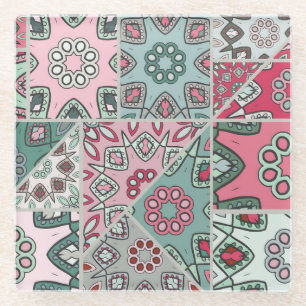Indisch Arabisch Patchwork Quilt Glazen Onderzetter