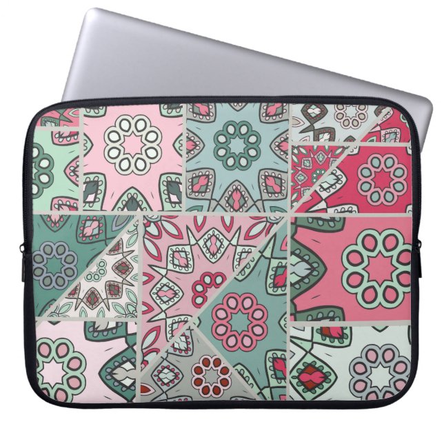 Indisch Arabisch Patchwork Quilt  Laptop Sleeve (Voorkant)