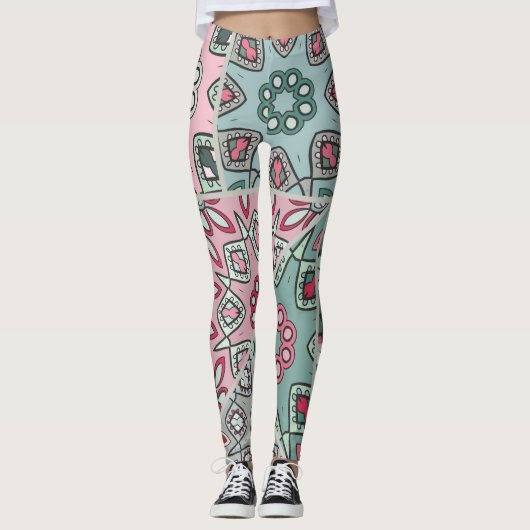 Indisch Arabisch Patchwork Quilt  Leggings (Voorkant)