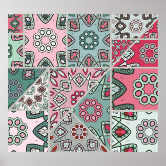 Indisch Arabisch Patchwork Quilt  Poster