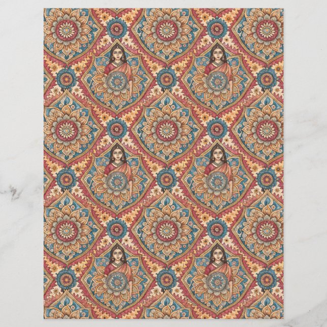 Indisch patroon dubbelzijdig scrapbookpapier (Voorkant)