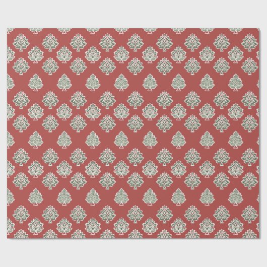Indisch patroon op Maroon achtergrond Cadeaupapier (Vlak)