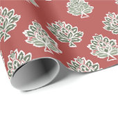 Indisch patroon op Maroon achtergrond Cadeaupapier (Rol Hoek)