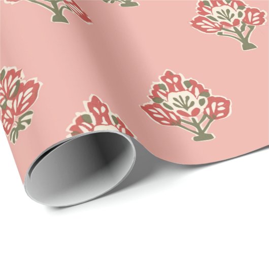 Indisch patroon op roze achtergrond cadeaupapier (Rol Hoek)