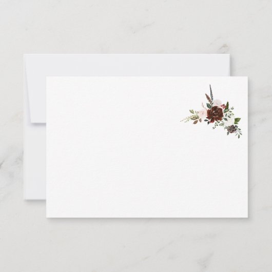 Indisch rood ivoor bos groen bloemenbruiloft bedankkaart (Achterkant)