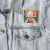 Indisch wereld icoon logo reisposter vierkante button 5,1 cm (In situ)